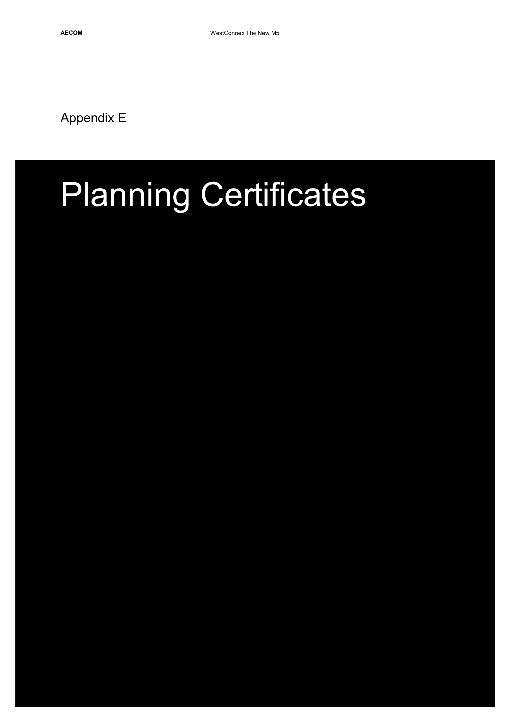 Planning Certificates