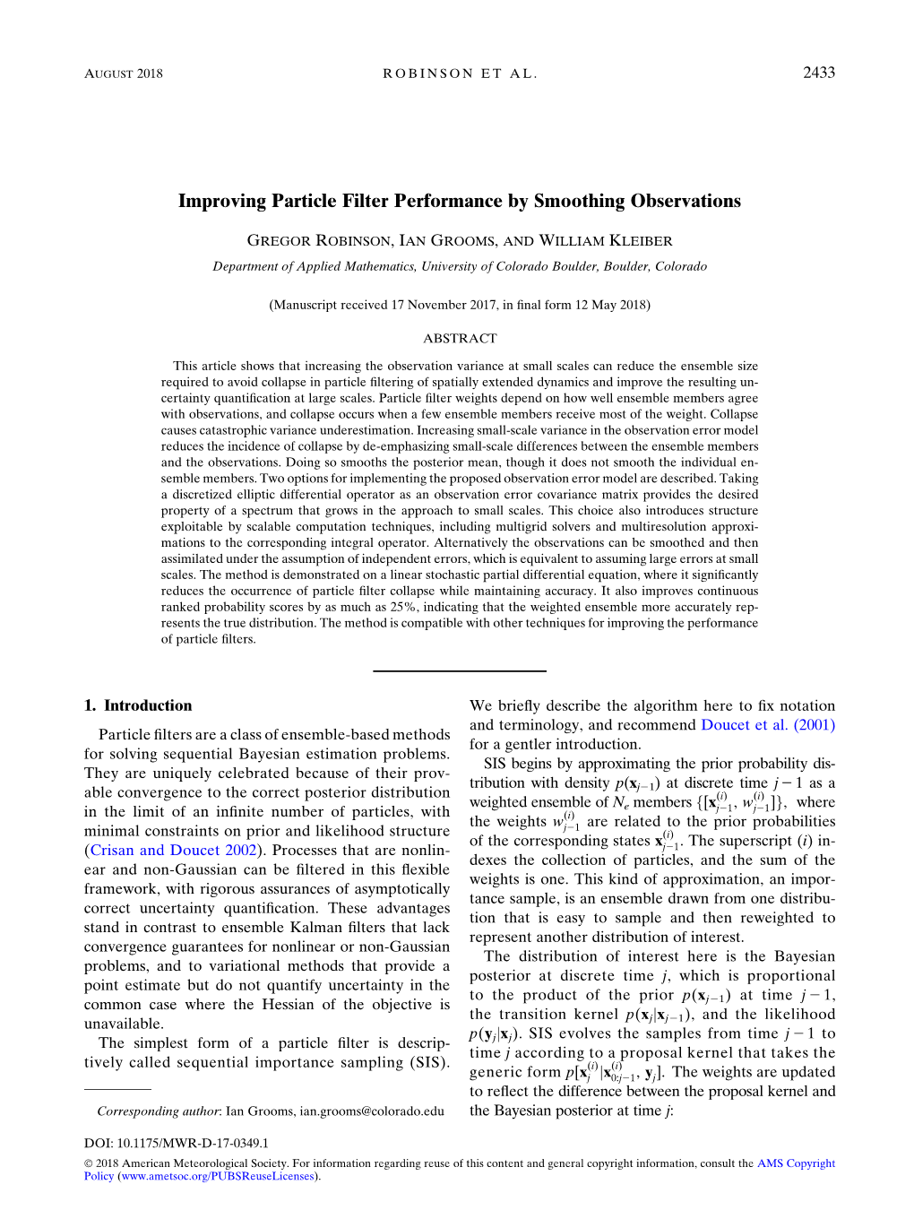 Improving Particle Filter Performance by Smoothing Observations