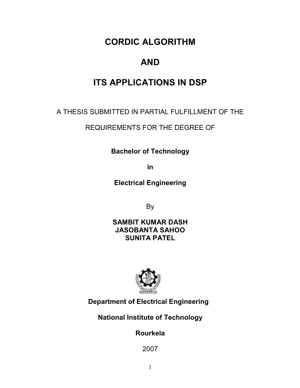 Cordic Algorithm and Its Applications In