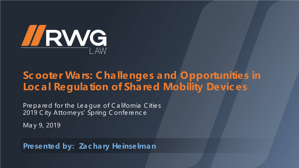 Challenges and Opportunities in Local Regulation of Shared Mobility Devices