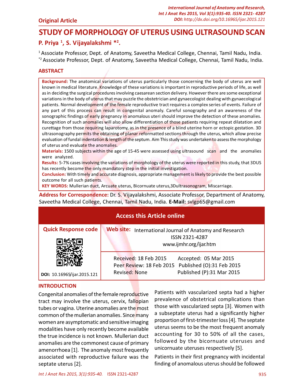 Study of Morphology of Uterus Using Ultrasound Scan P