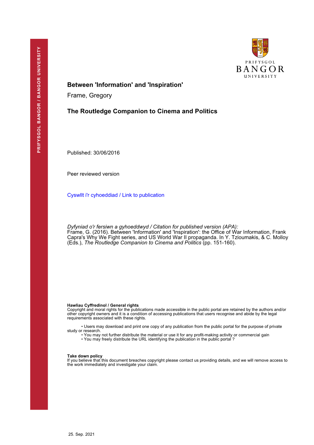 Between 'Information' and 'Inspiration' Frame, Gregory the Routledge