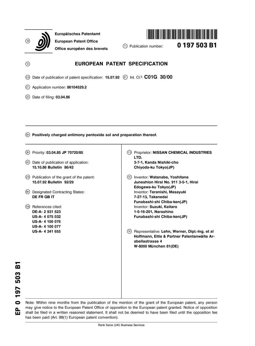 Positively Charged Antimony Pentoxide Sol and Preparation Thereof