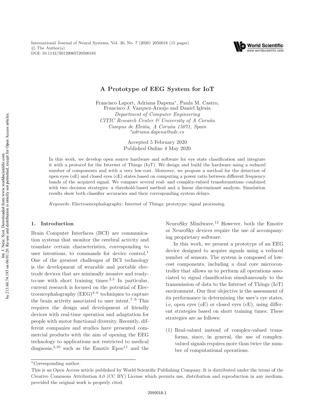 A Prototype of EEG System for Iot