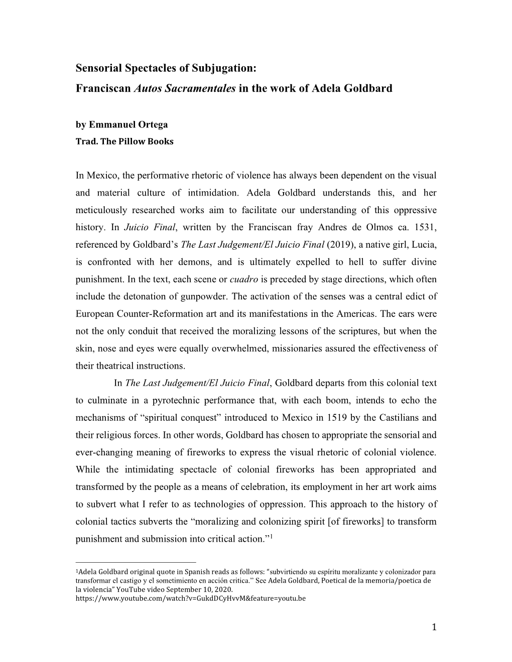 Sensorial Spectacles of Subjugation: Franciscan Autos Sacramentales in the Work of Adela Goldbard by Emmanuel Ortega Trad