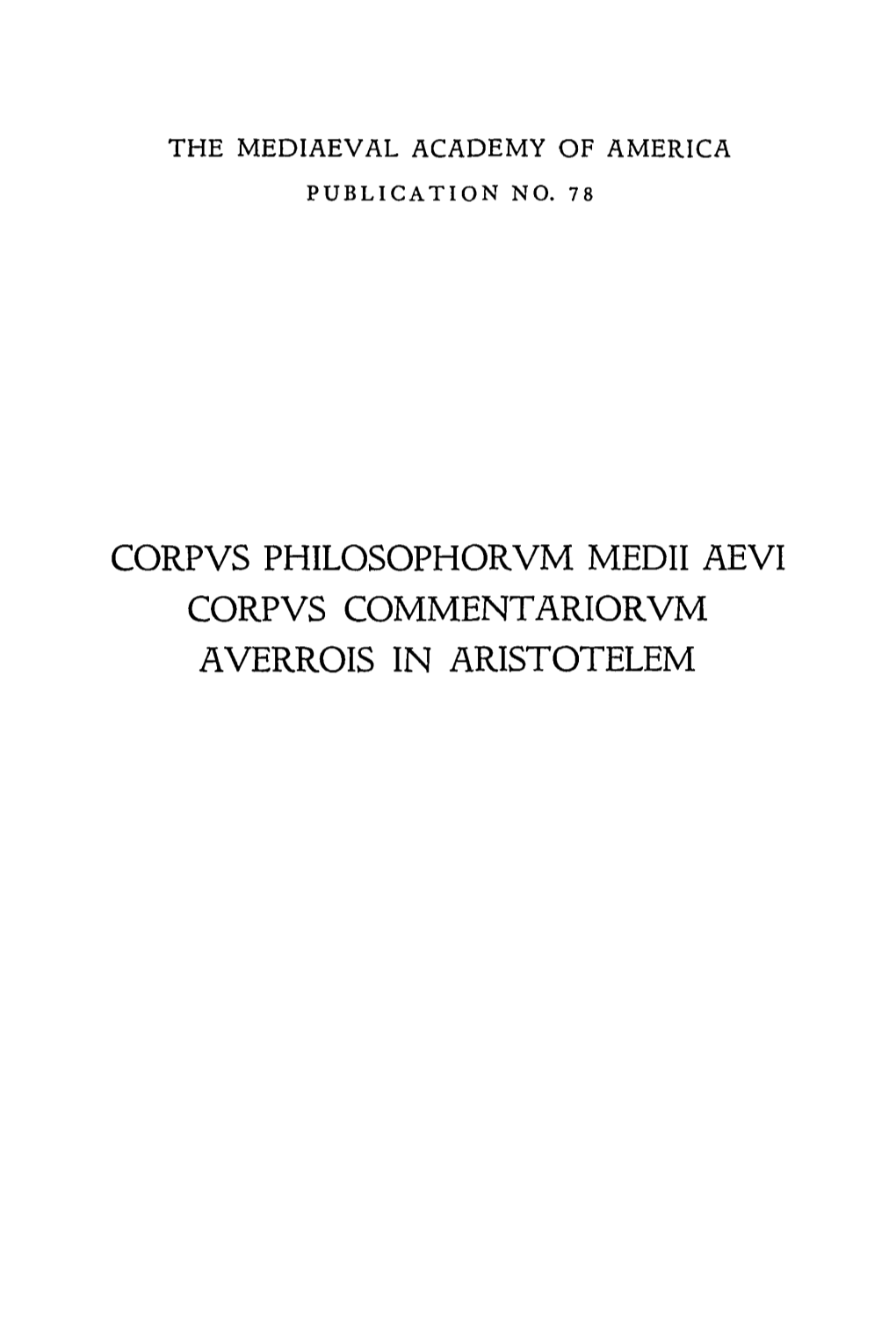 Davidson, Herbert A./ Averrois Cordubensis Commentarium