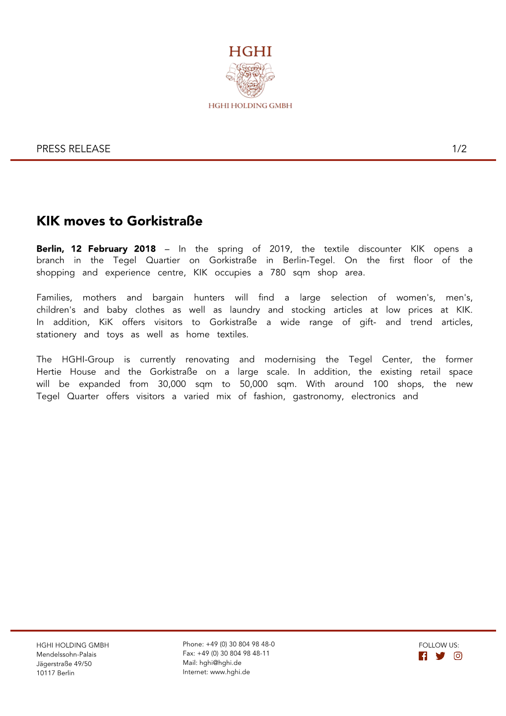 KIK Moves to Gorkistraße