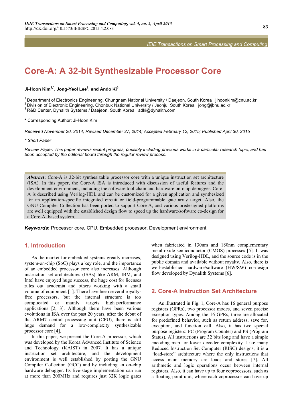 A 32-Bit Synthesizable Processor Core