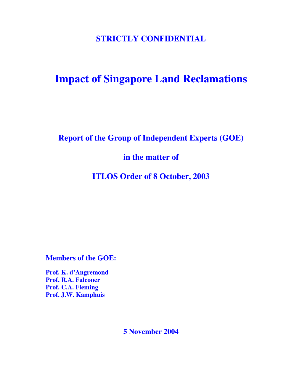 Impact of Singapore Land Reclamations