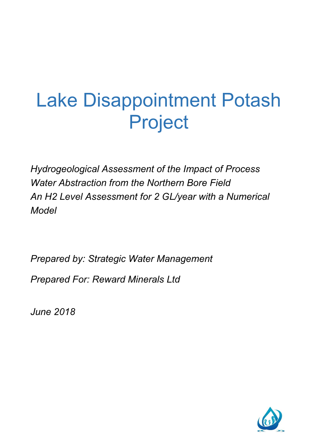 Lake Disappointment Potash Project
