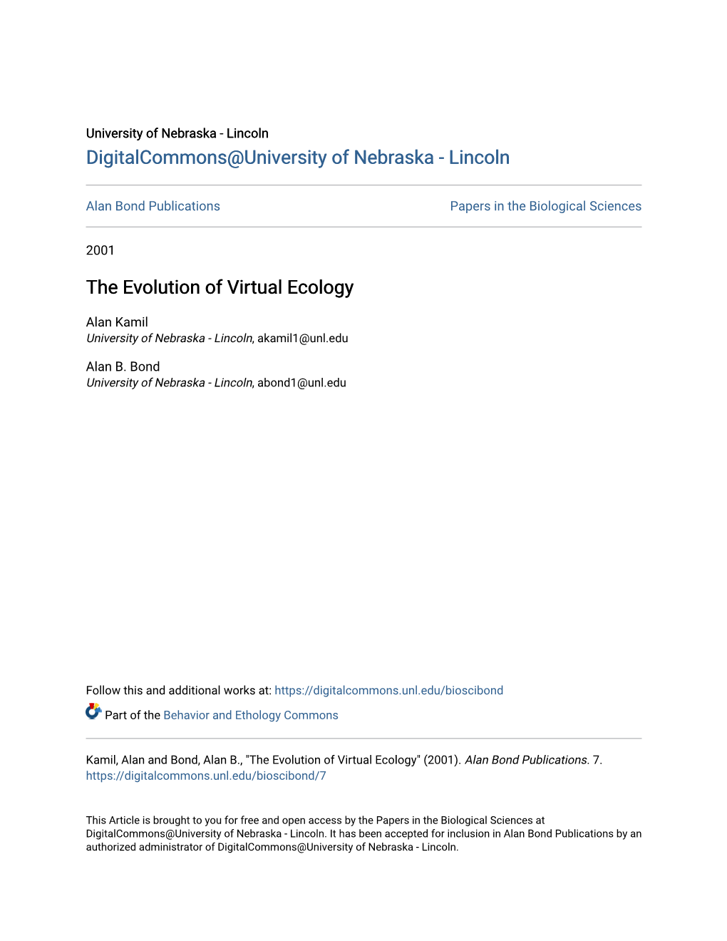 The Evolution of Virtual Ecology