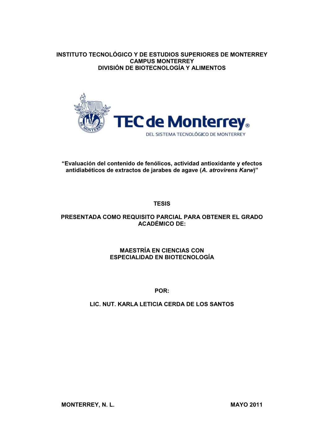 “Efectos Antidiabéticos En Extractos De Jarabes De Agave Y Evaluación De Su Contenido De Fenólicos Y Actividad Antioxidante”