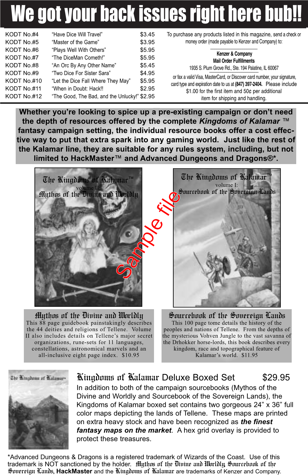 Knights of the Dinner Table #13 D T “Men That Hack!” Inner Able November, 1997 ______© Copyright 1997, Kenzer and Company, All Rights Reserved