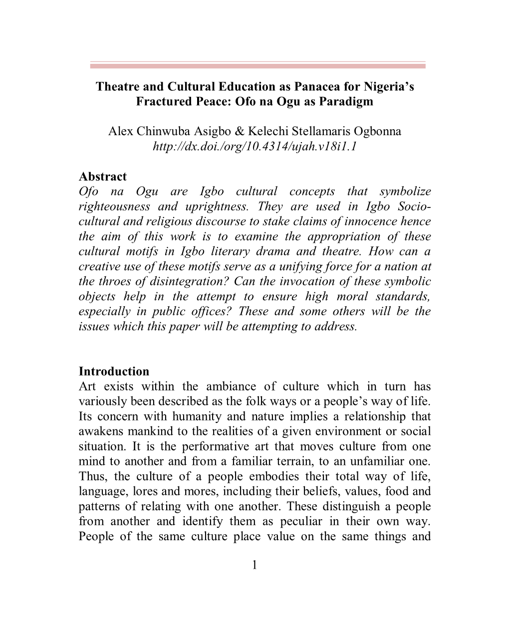 1 Theatre and Cultural Education As Panacea