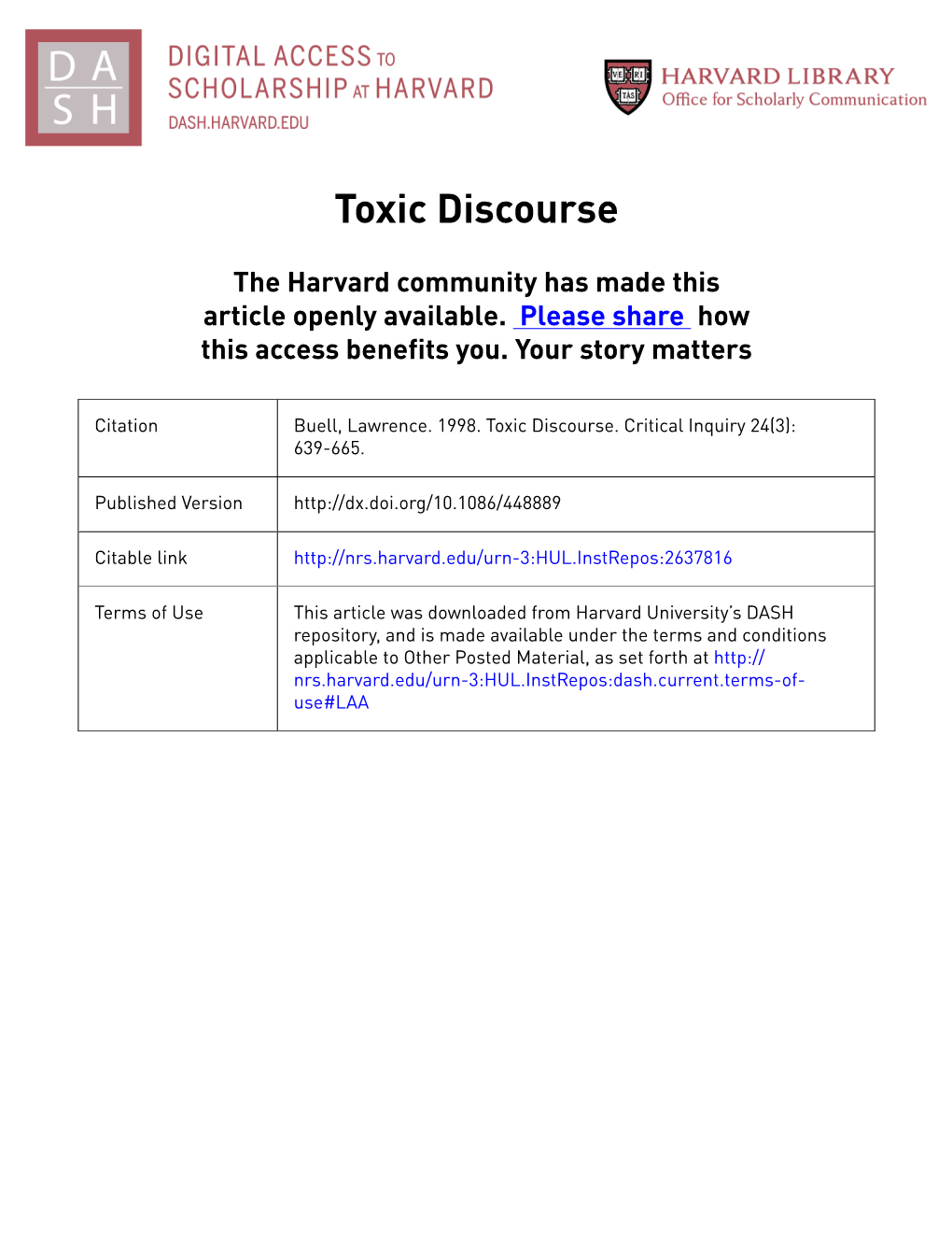 Toxic Discourse