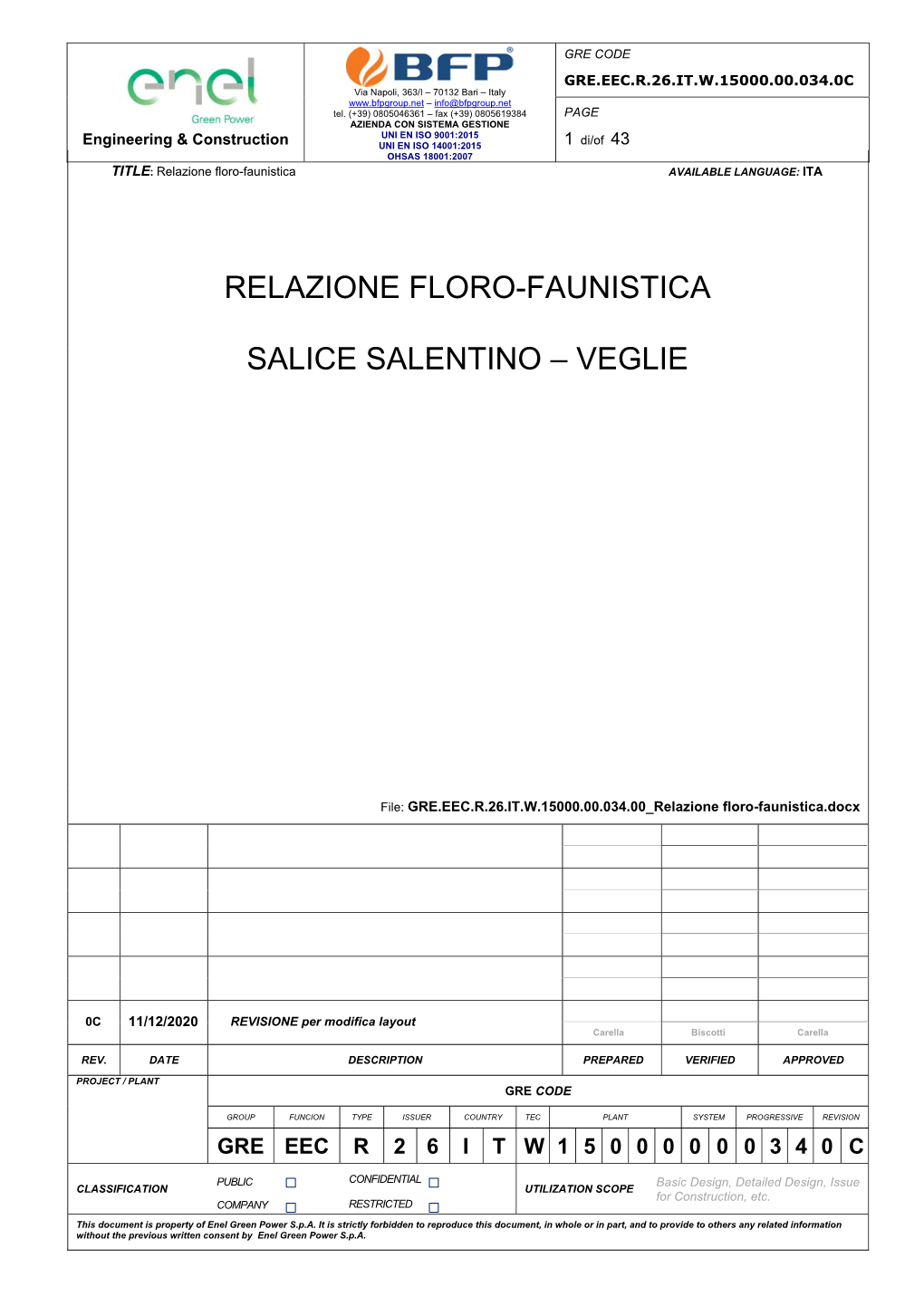 Relazione Floro-Faunistica Salice Salentino – Veglie