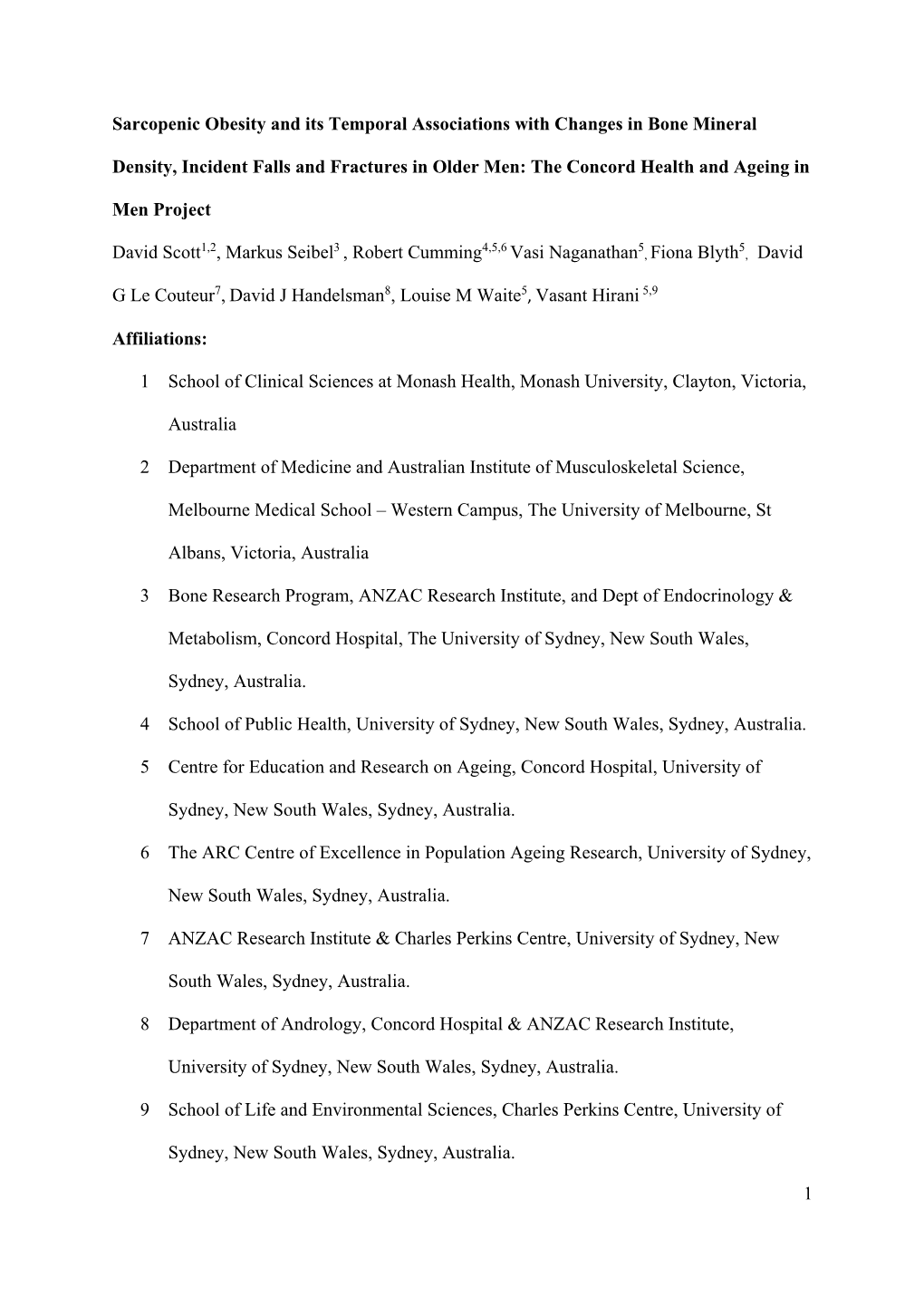 1 Sarcopenic Obesity and Its Temporal Associations With