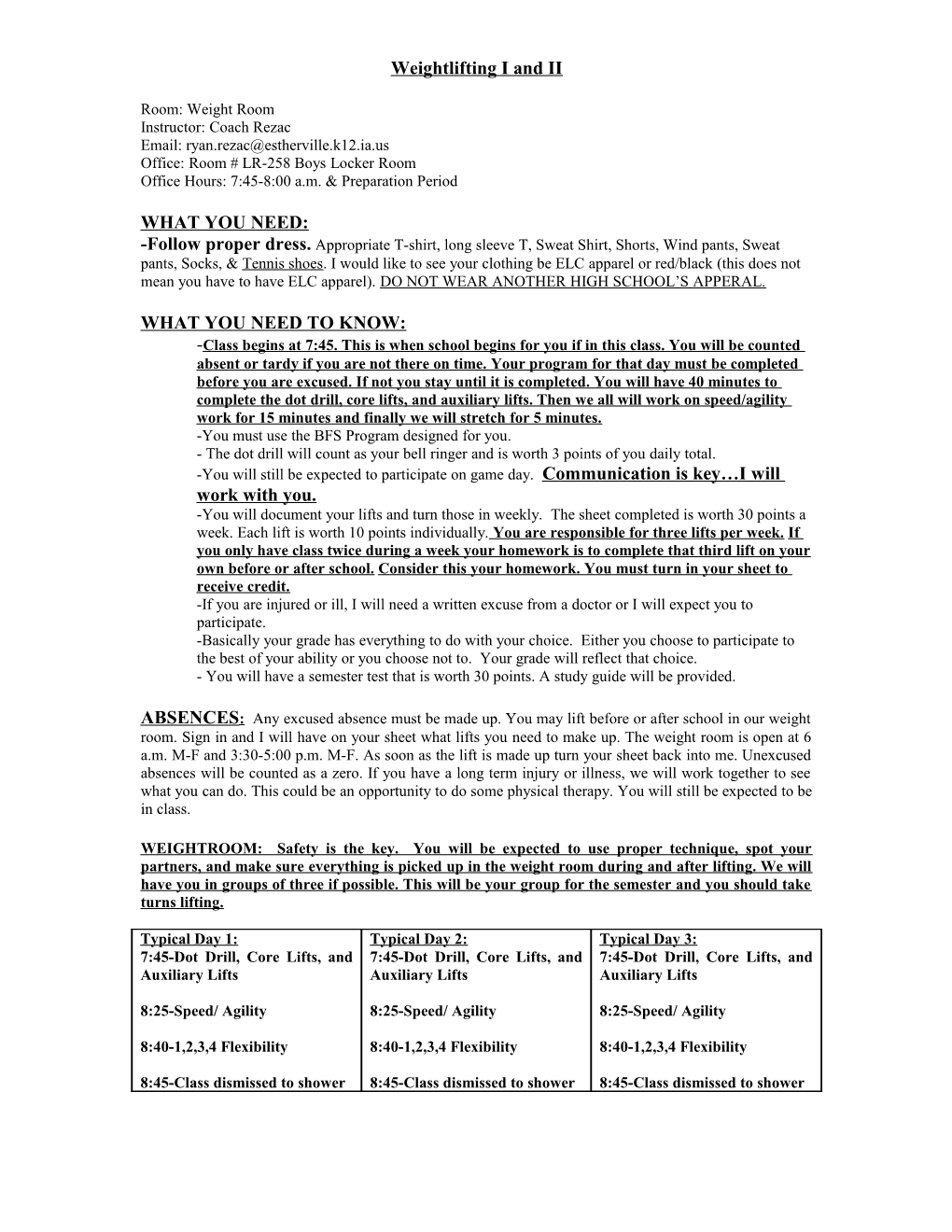 Weightlifting I and II