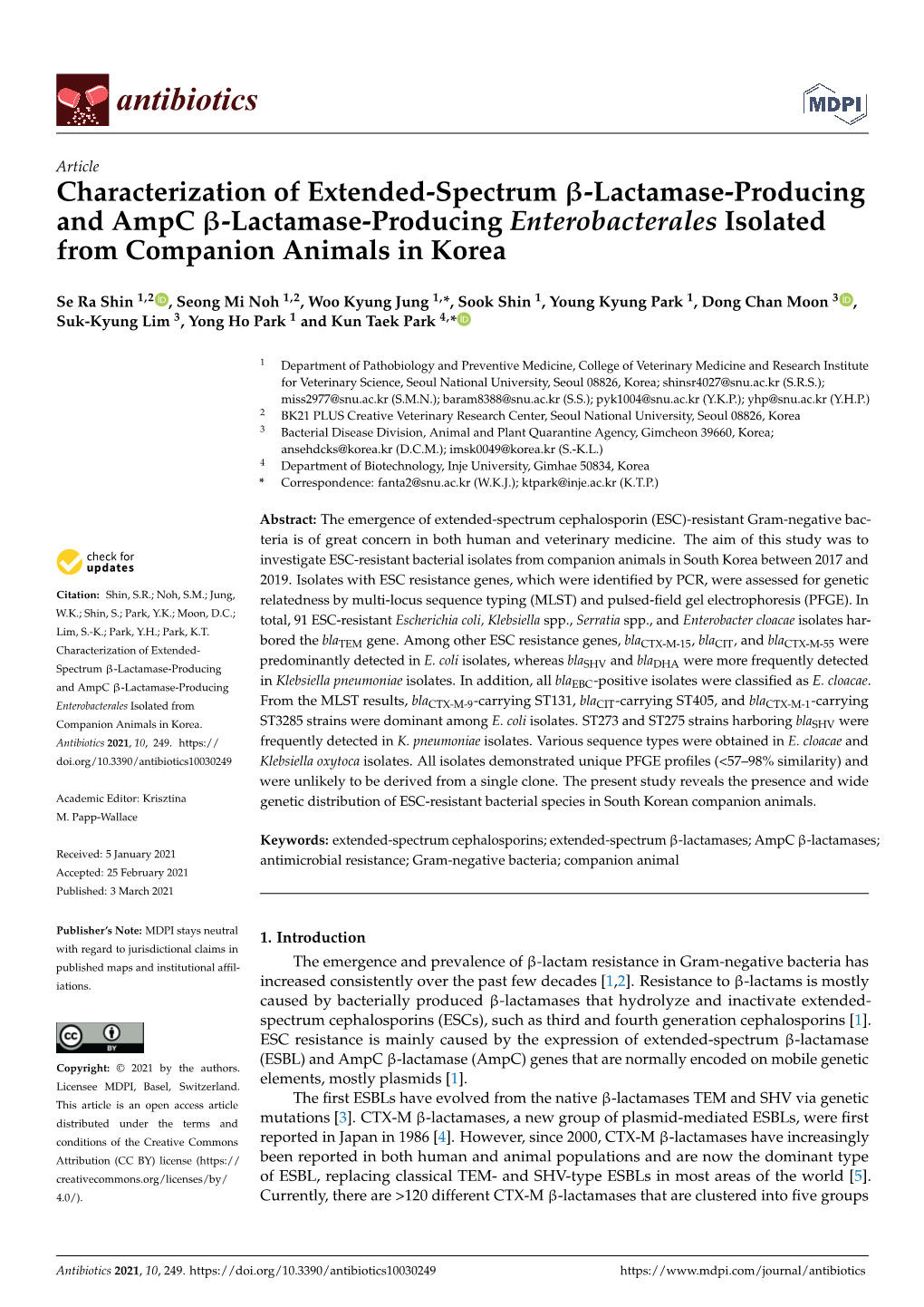 Characterization of Extended-Spectrum -Lactamase-Producing and Ampc