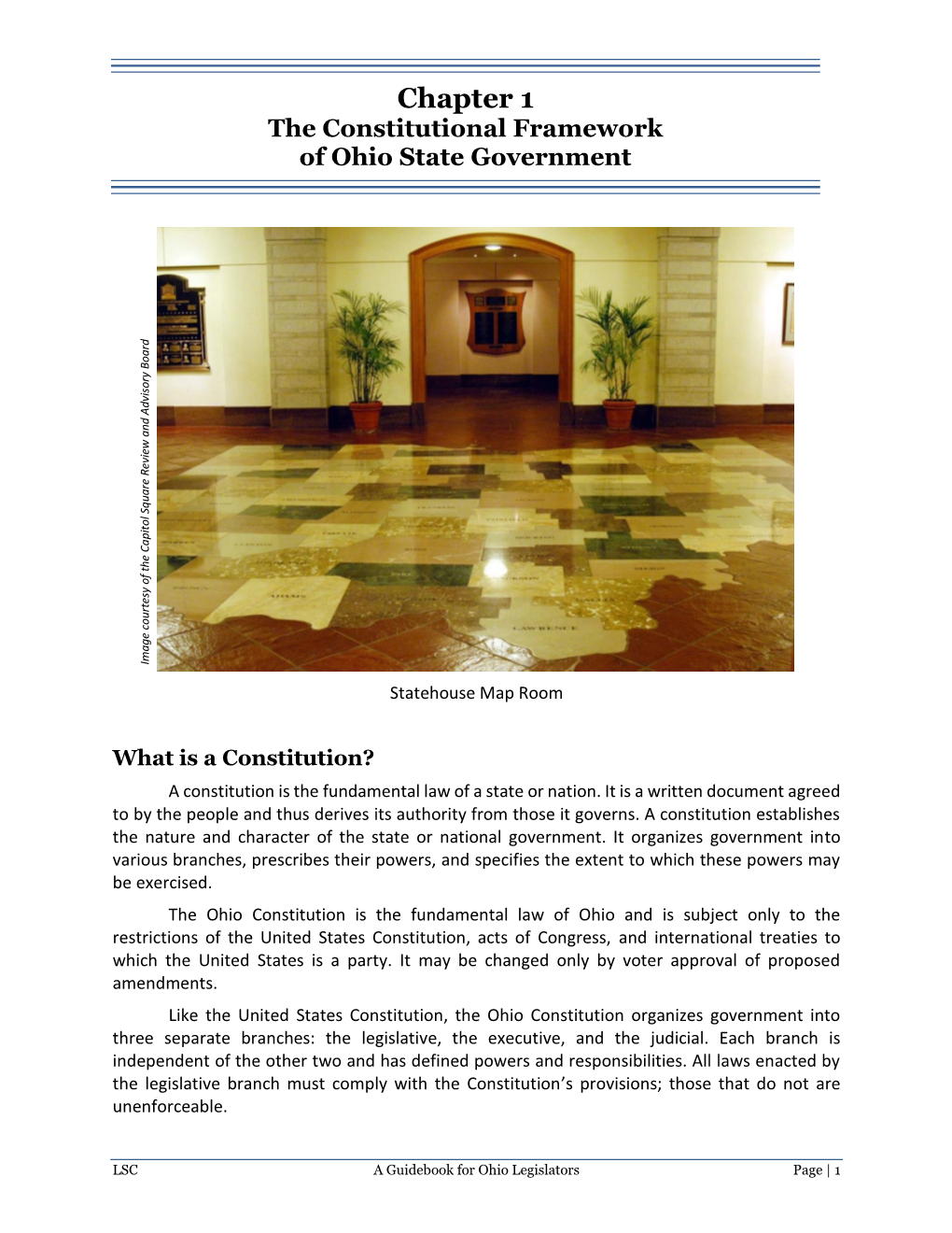 Chapter 1 the Constitutional Framework of Ohio State Government