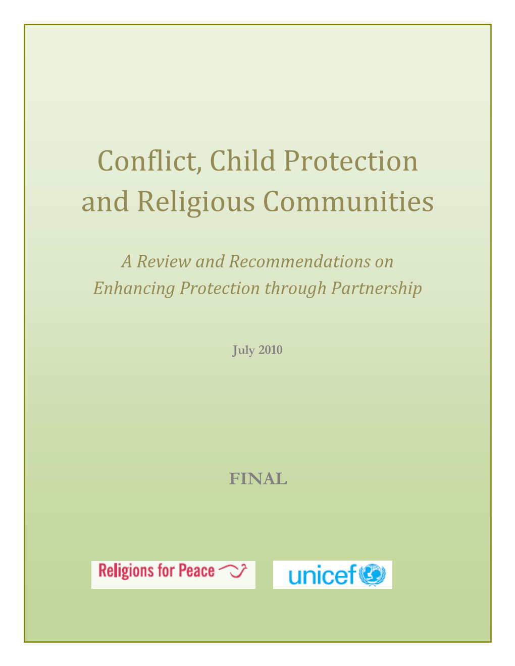 Conflict, Child Protection and Religious Communities