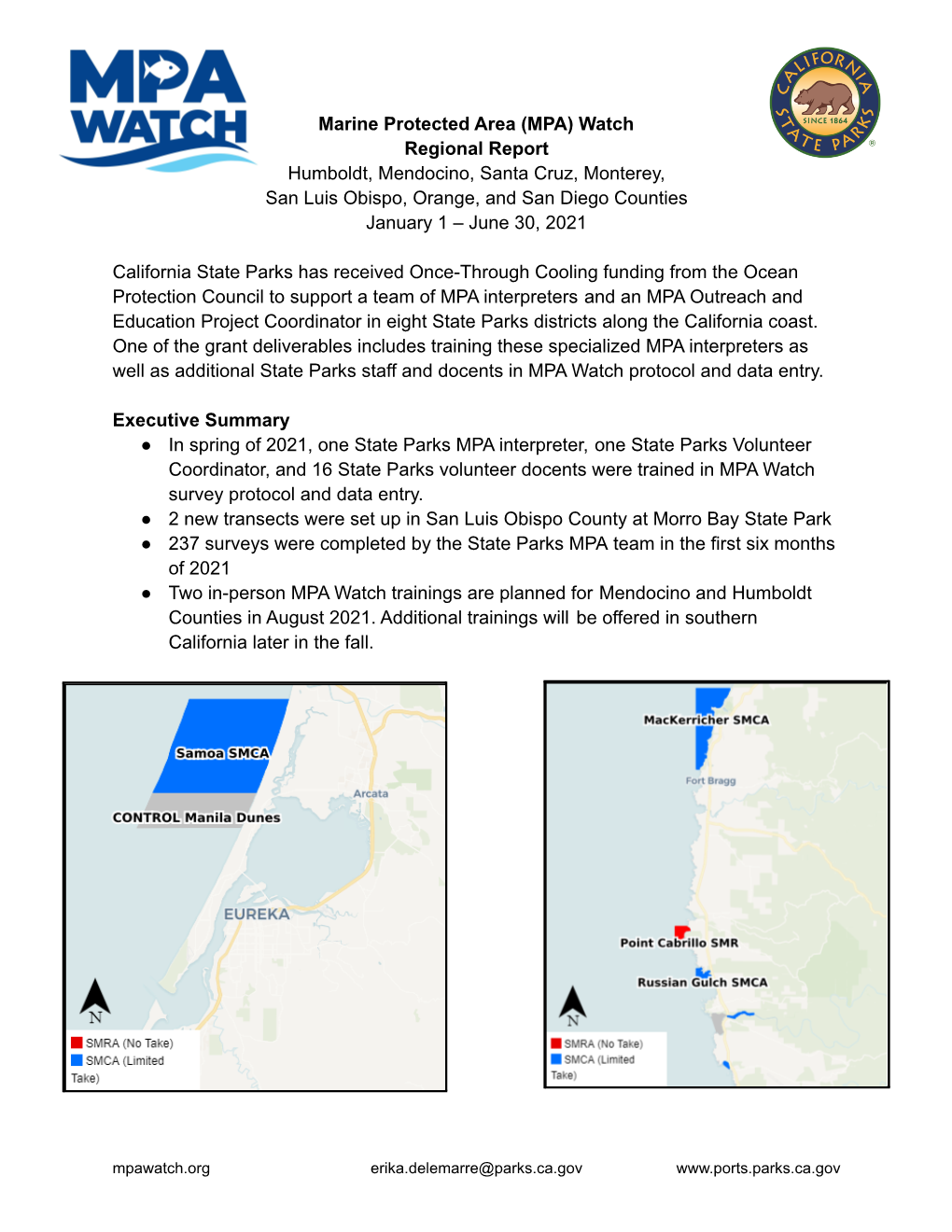 CA State Parks MPA Watch Semi-Annual Report Jan-Jun 2021