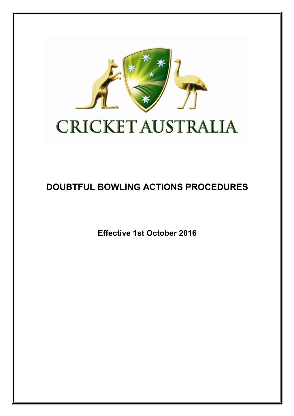 Doubtful Bowling Actions Procedures