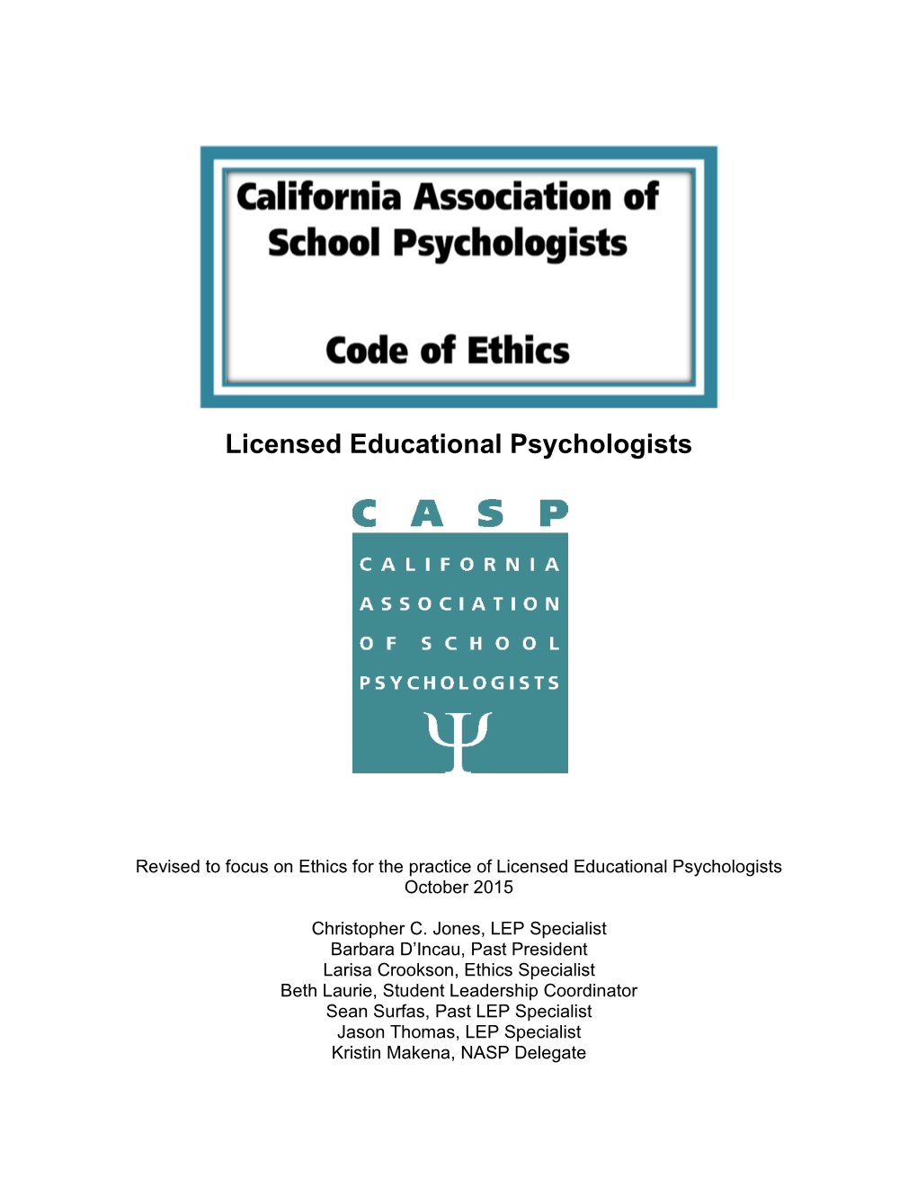 Code of Ethics for Licensed Educational Psychologists