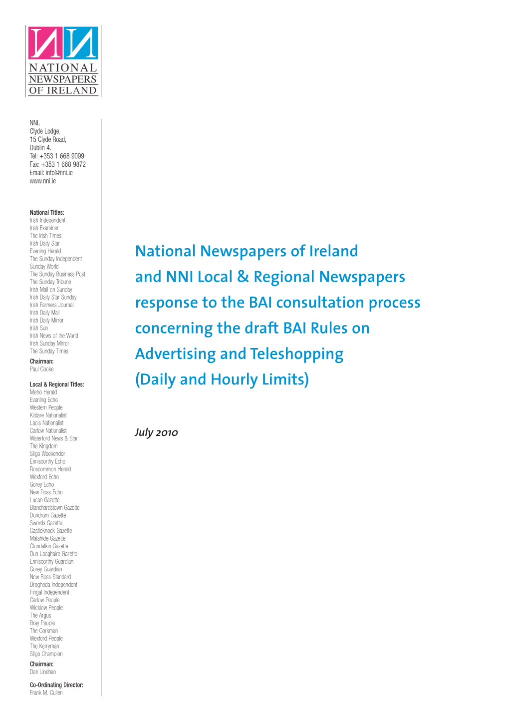 National Newspapers of Ireland and NNI Local & Regional Newspapers