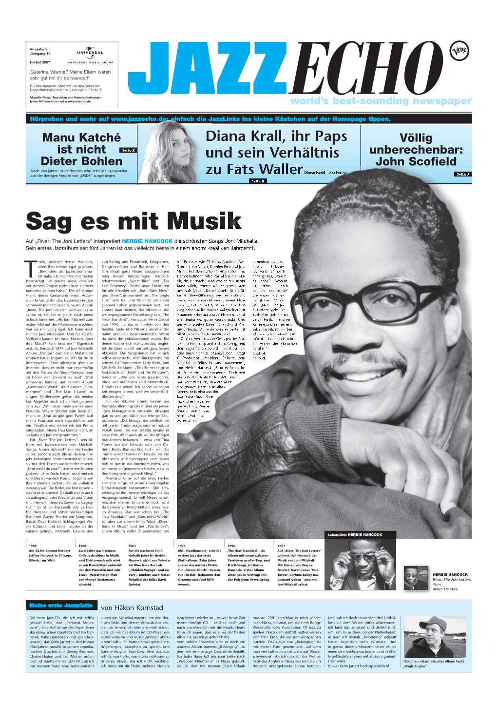 Sag Es Mit Musik Auf „River: the Joni Letters“ Interpretiert HERBIE HANCOCK Die Schönsten Songs Joni Mitchells