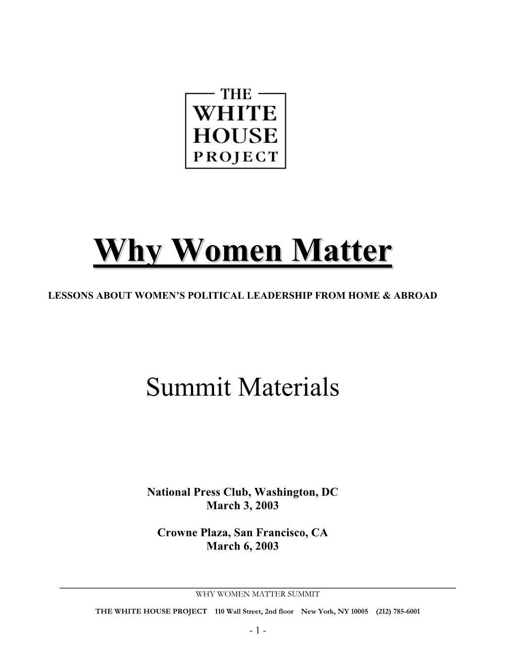 Why Women Matter Summit