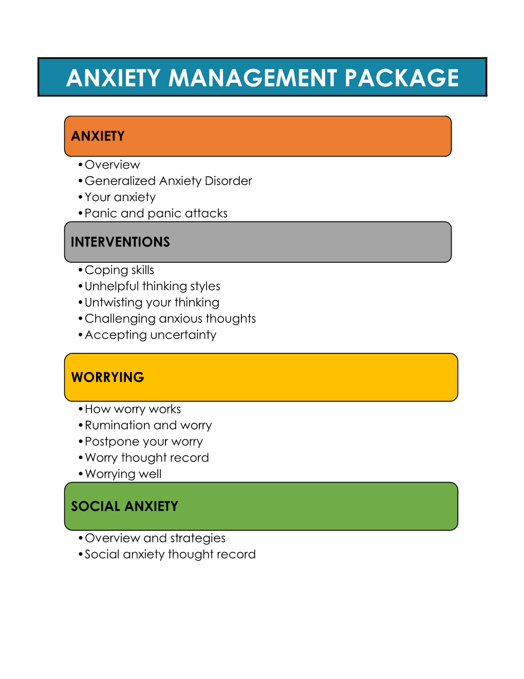 Anxiety Management Package
