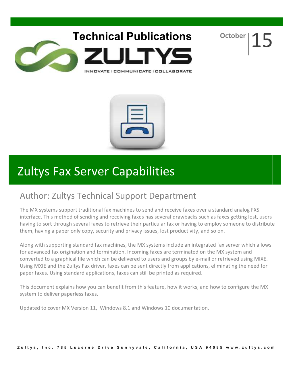 Zultys Fax Server Capabilities