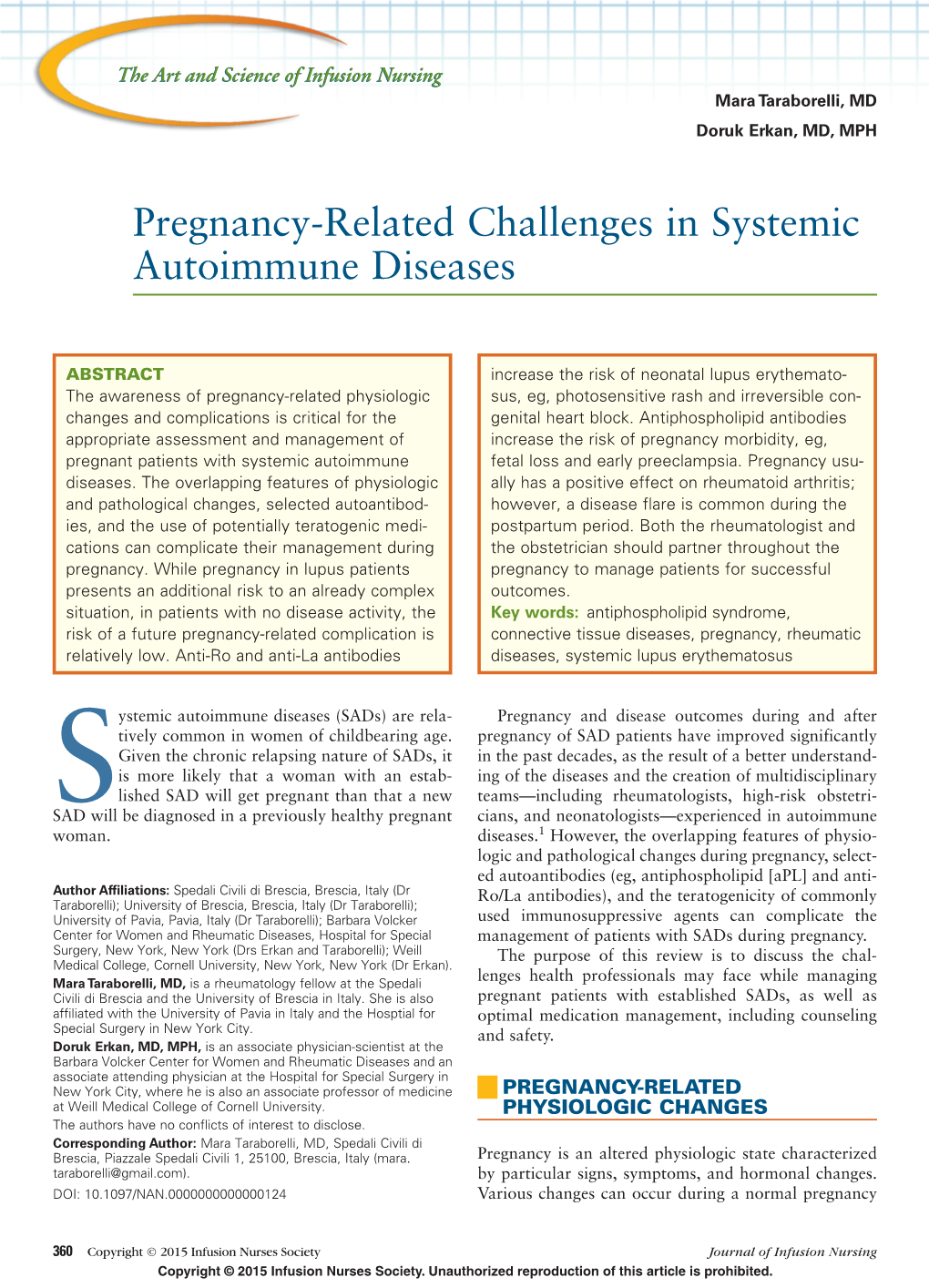 Pregnancy-Related Challenges in Systemic Autoimmune Diseases