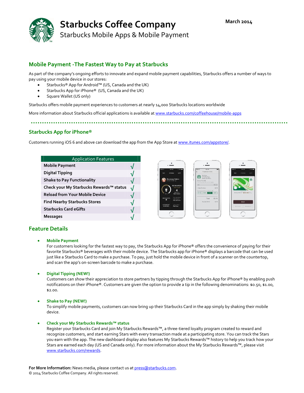 Starbucks Mobile Apps and Mobile Payment