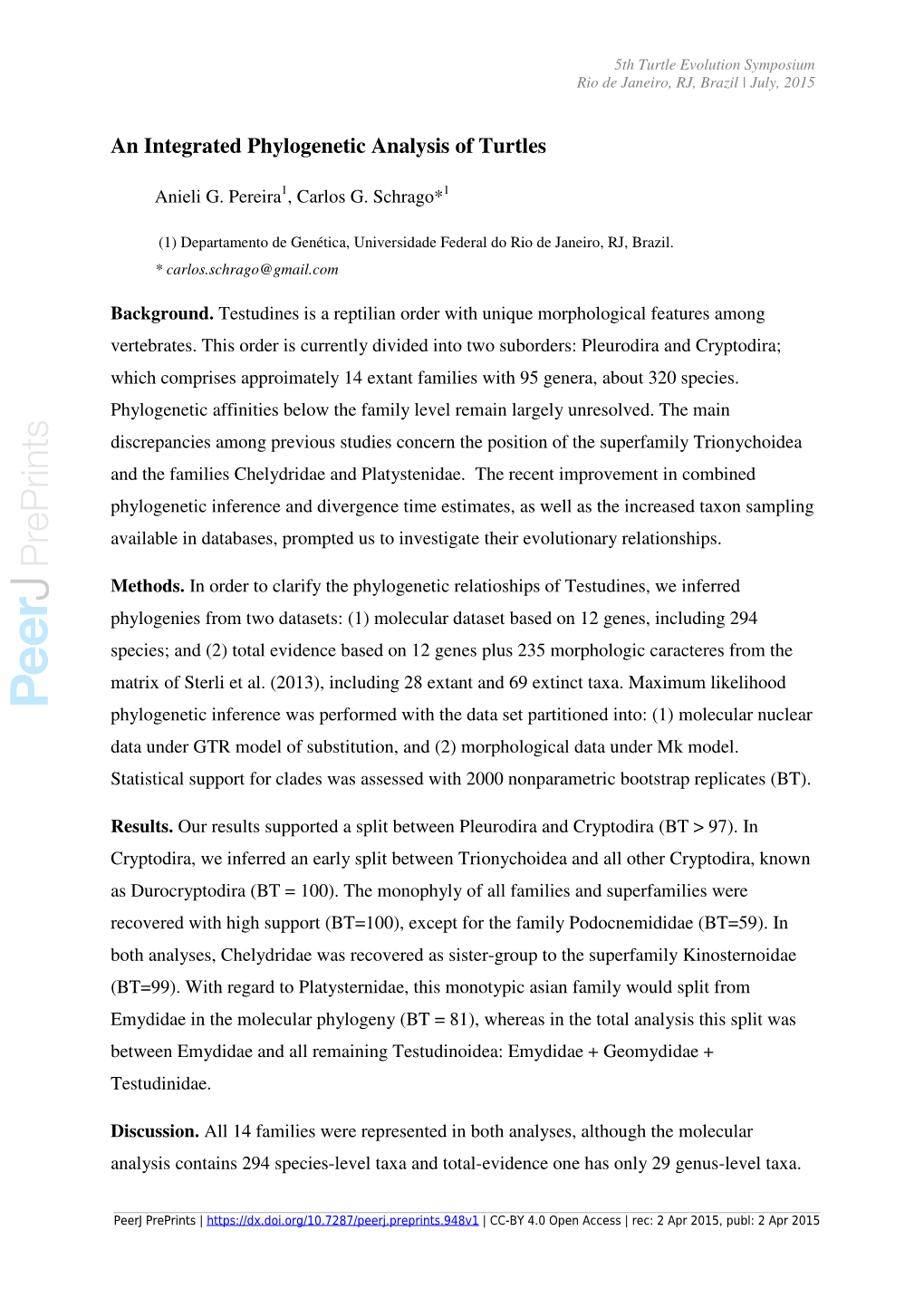 An Integrated Phylogenetic Analysis of Turtles