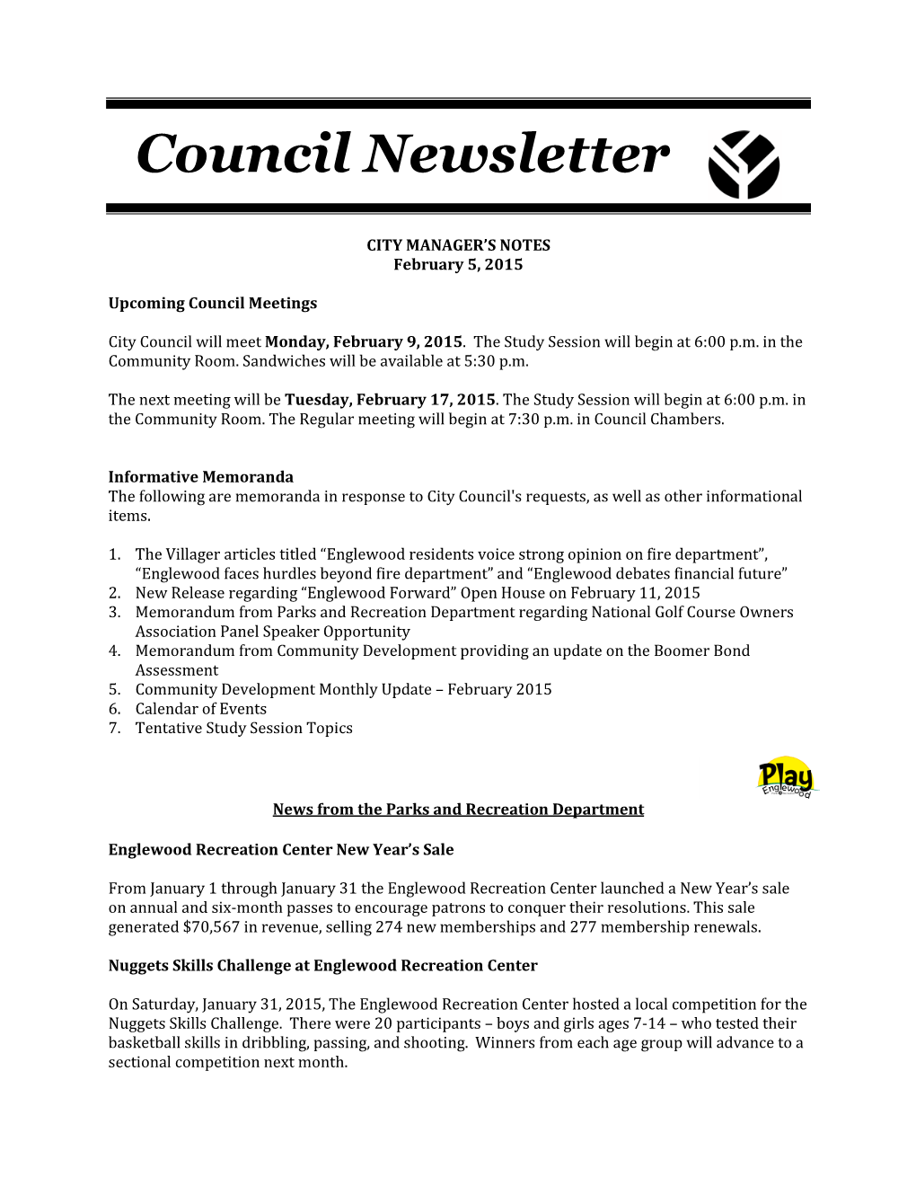 Council Newsletter