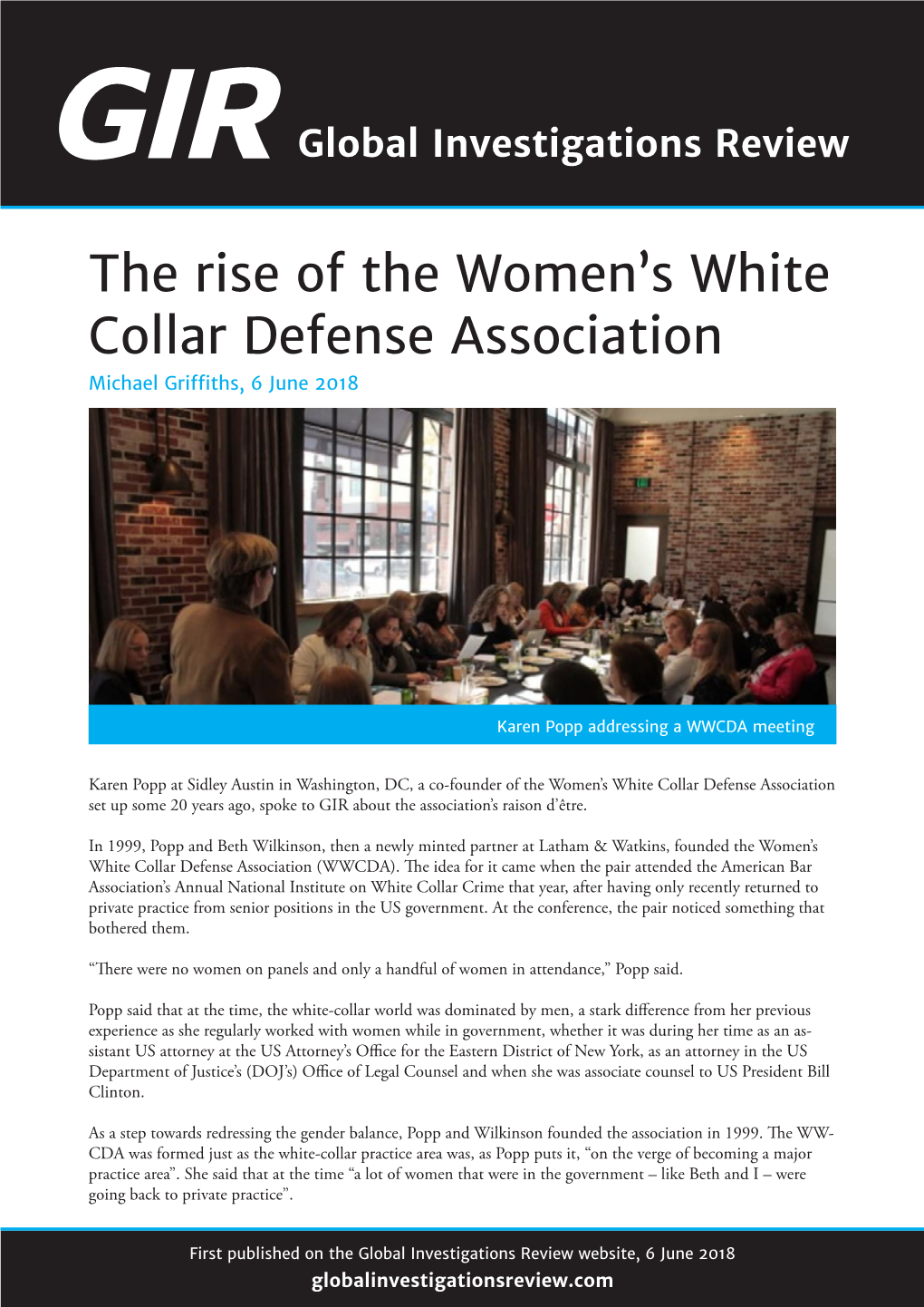 The Rise of the Women's White Collar Defense Association