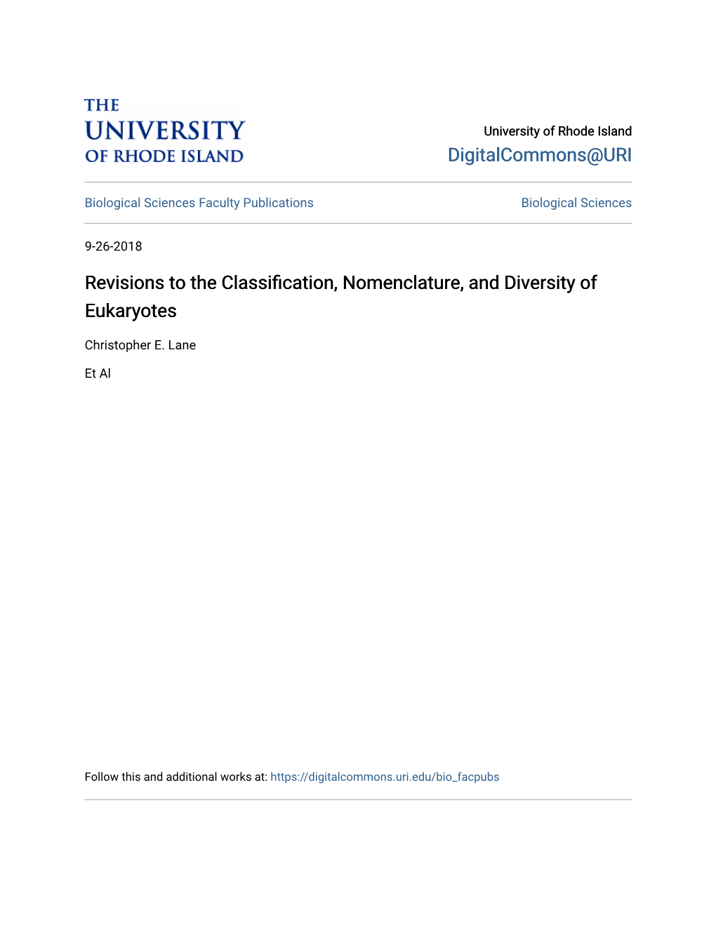 Revisions to the Classification, Nomenclature, and Diversity of Eukaryotes