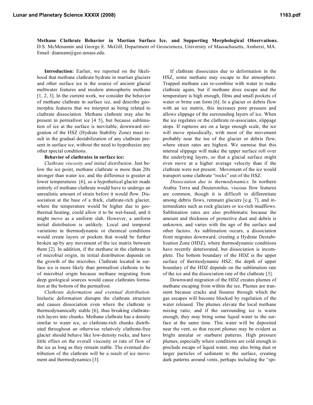 Methane Clathrate Behavior in Martian Surface Ice, and Supporting Morphological Observations