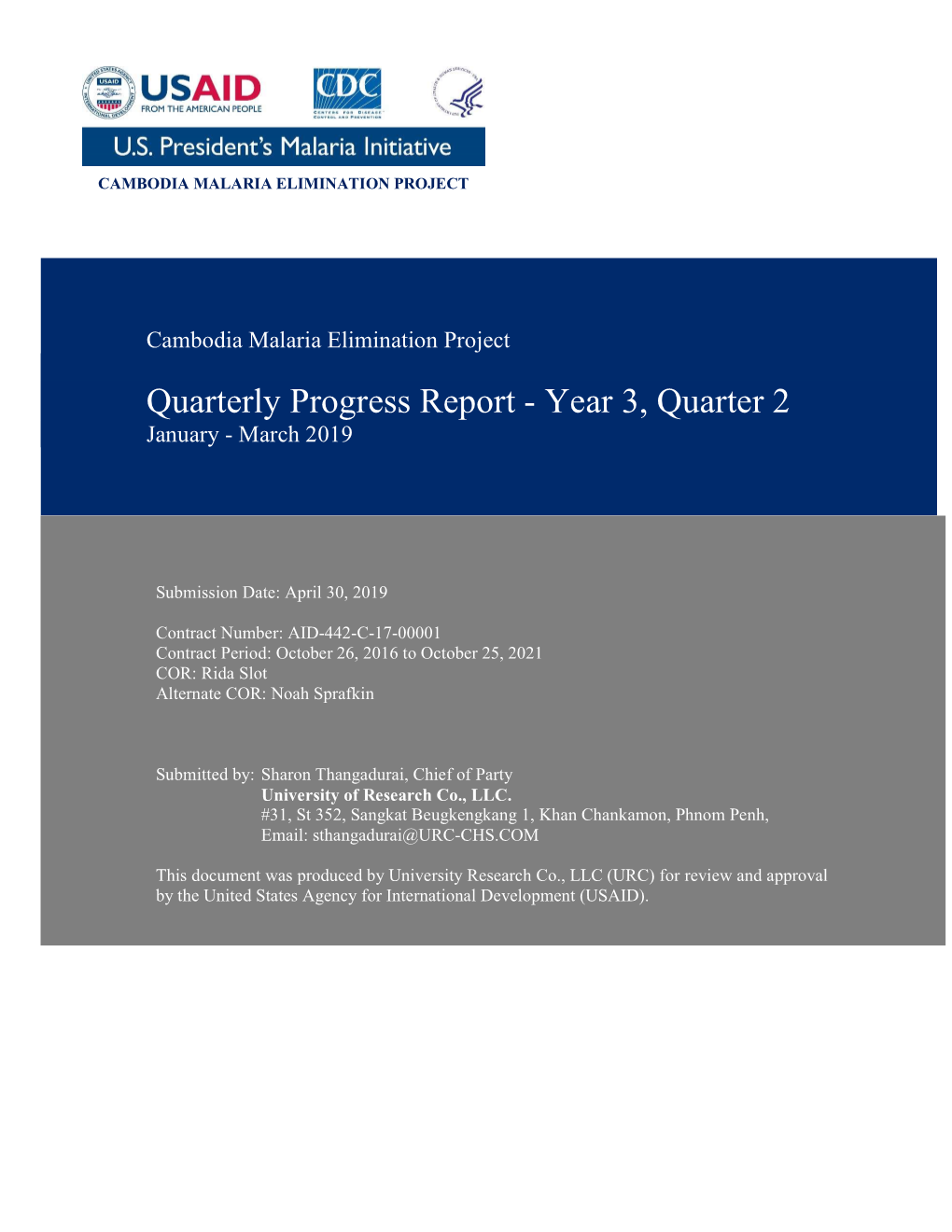 Quarterly Progress Report - Year 3, Quarter 2 January - March 2019
