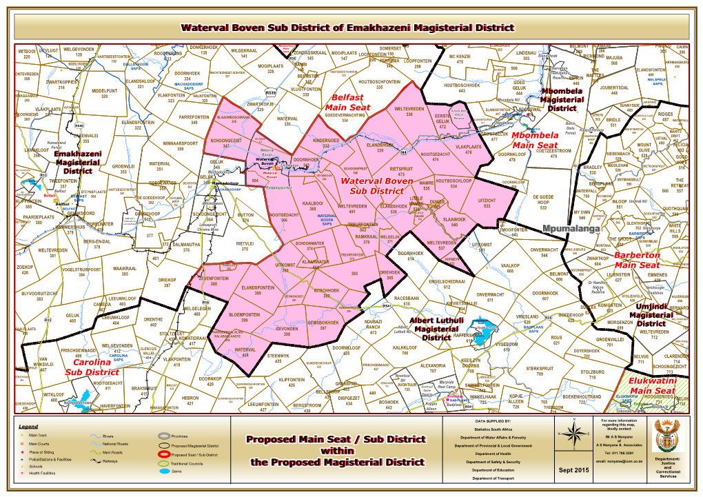 Mpumalanga Proposed Main Seat / Sub District Within the Proposed