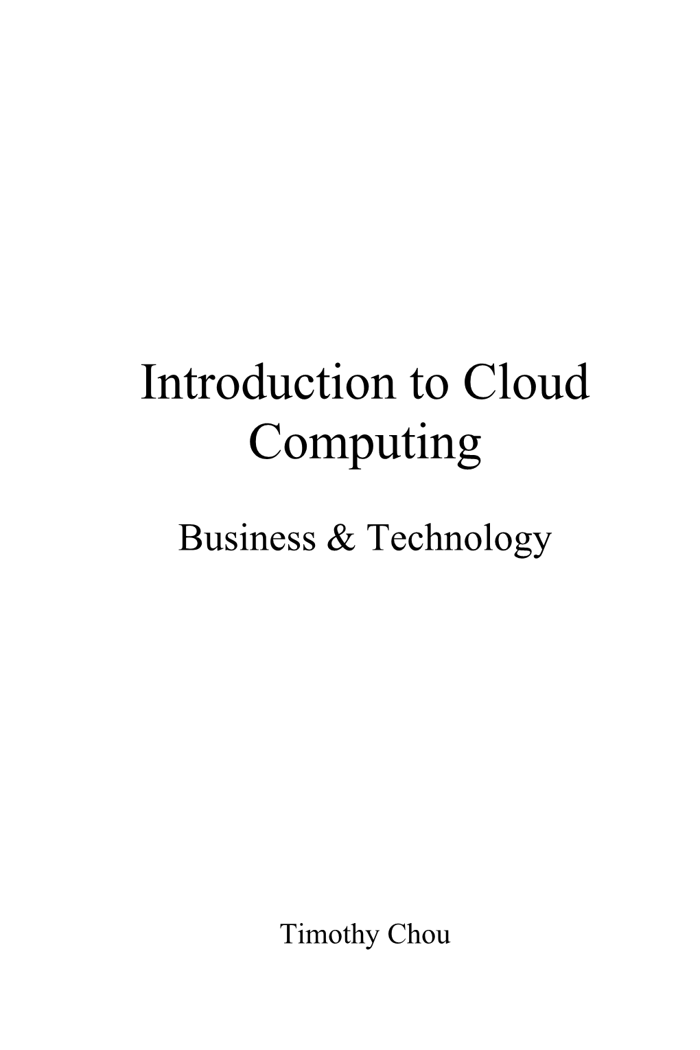 Introduction to Cloud Computing