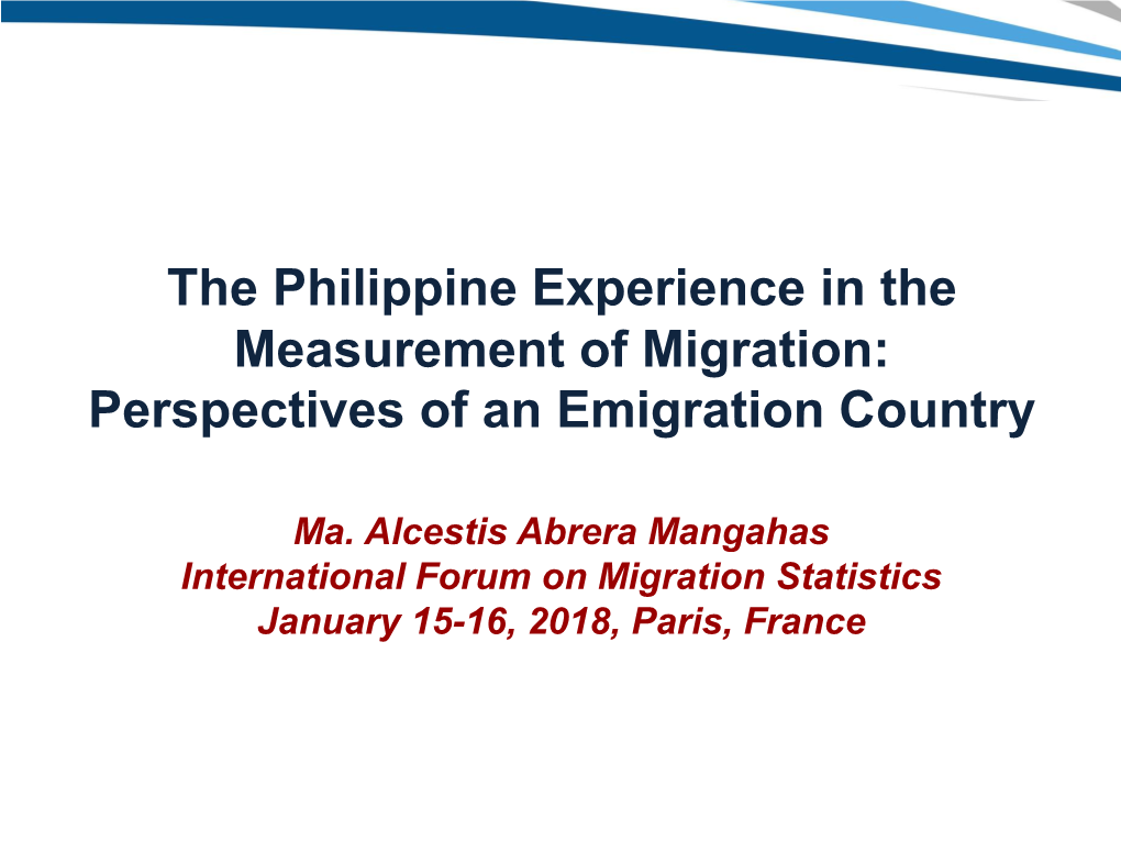 Conduct of the Scoping Study on International Migration Statistics