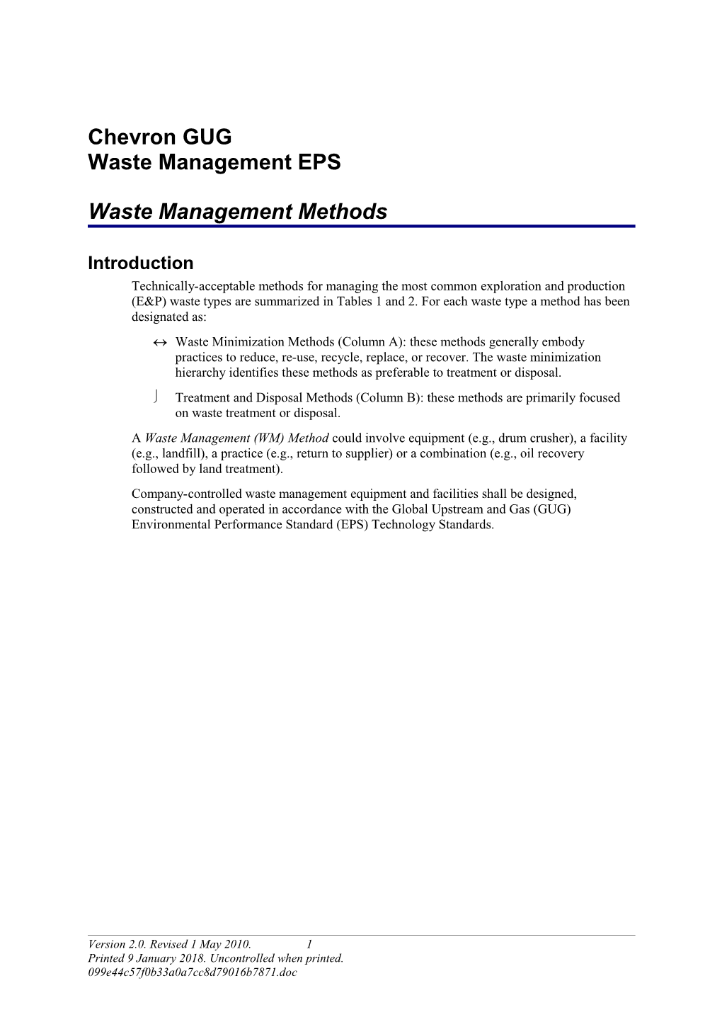 GUG WM EPS Waste Management Methods