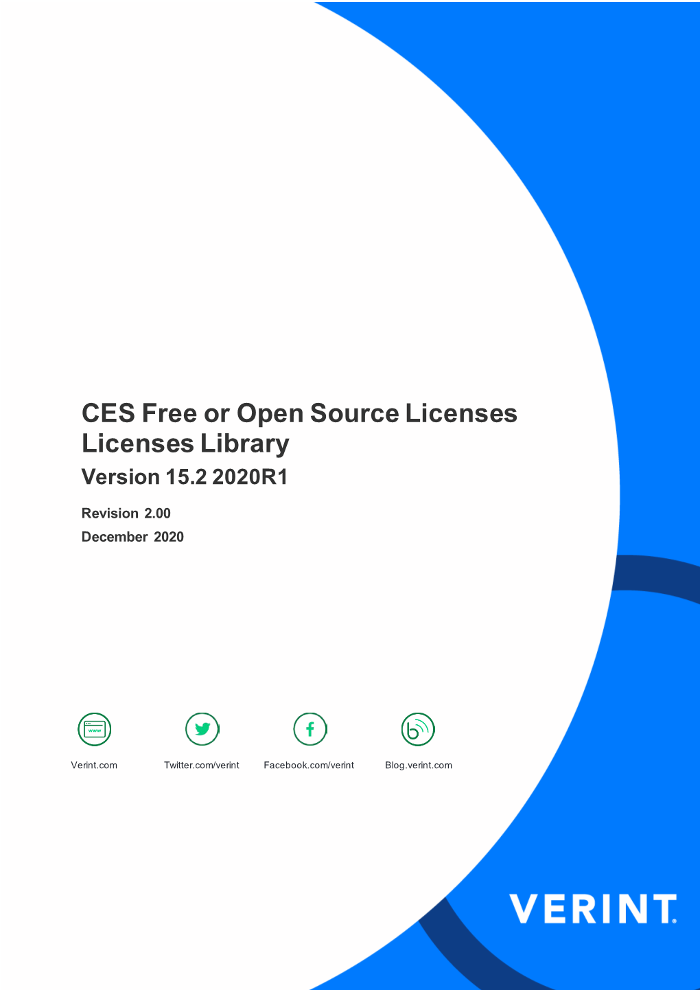 CES Free Or Open Source Licenses Licenses Library Version 15.2 2020R1