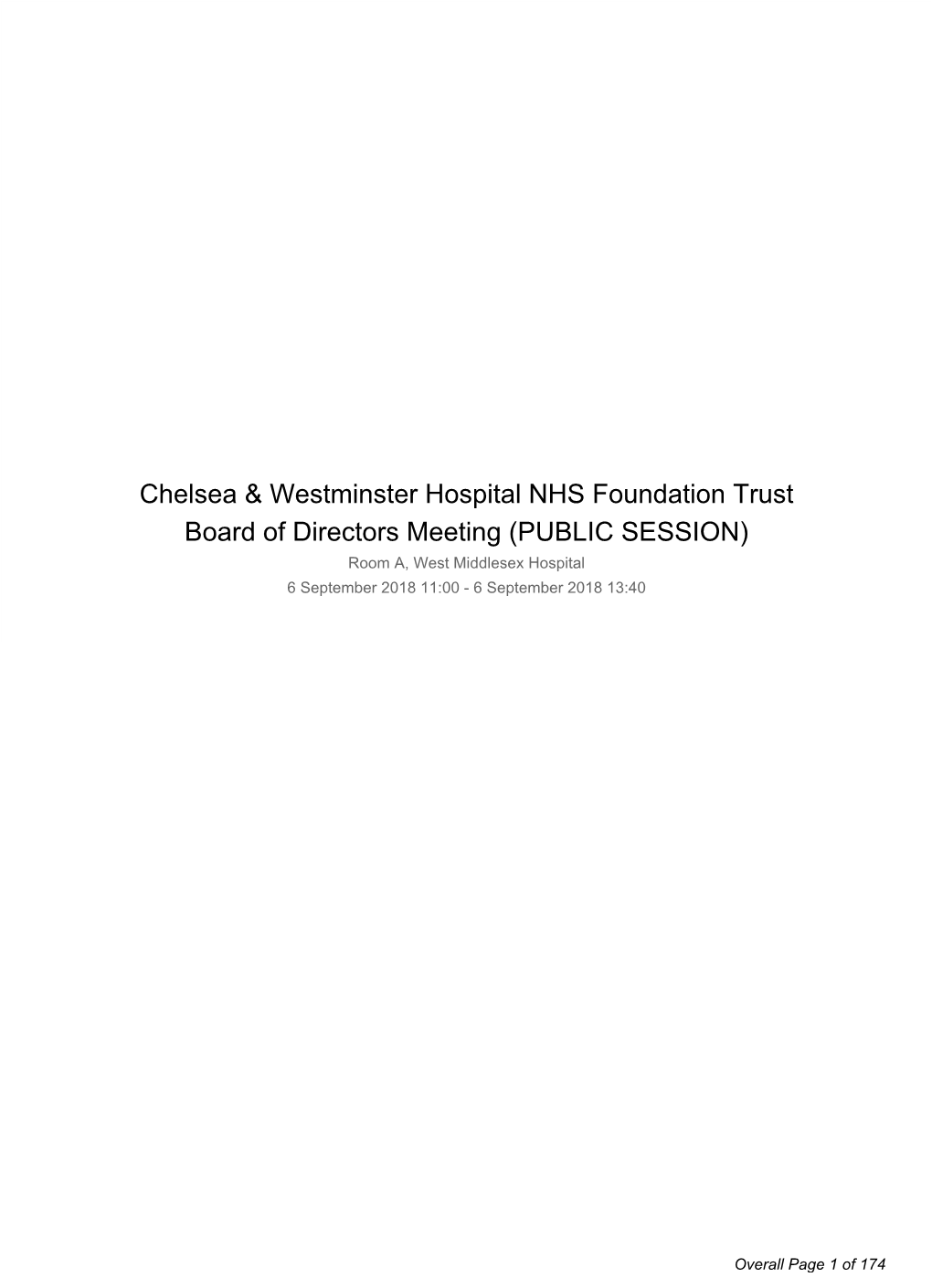 Chelsea & Westminster Hospital NHS Foundation Trust Board of Directors