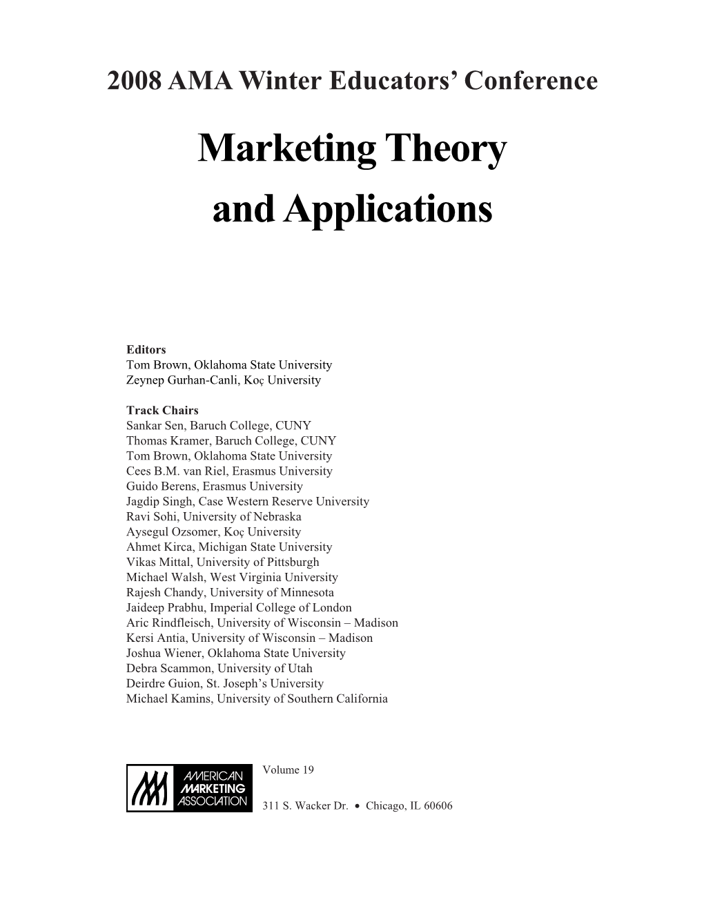 2008 AMA Winter Educators' Conference Marketing Theory And