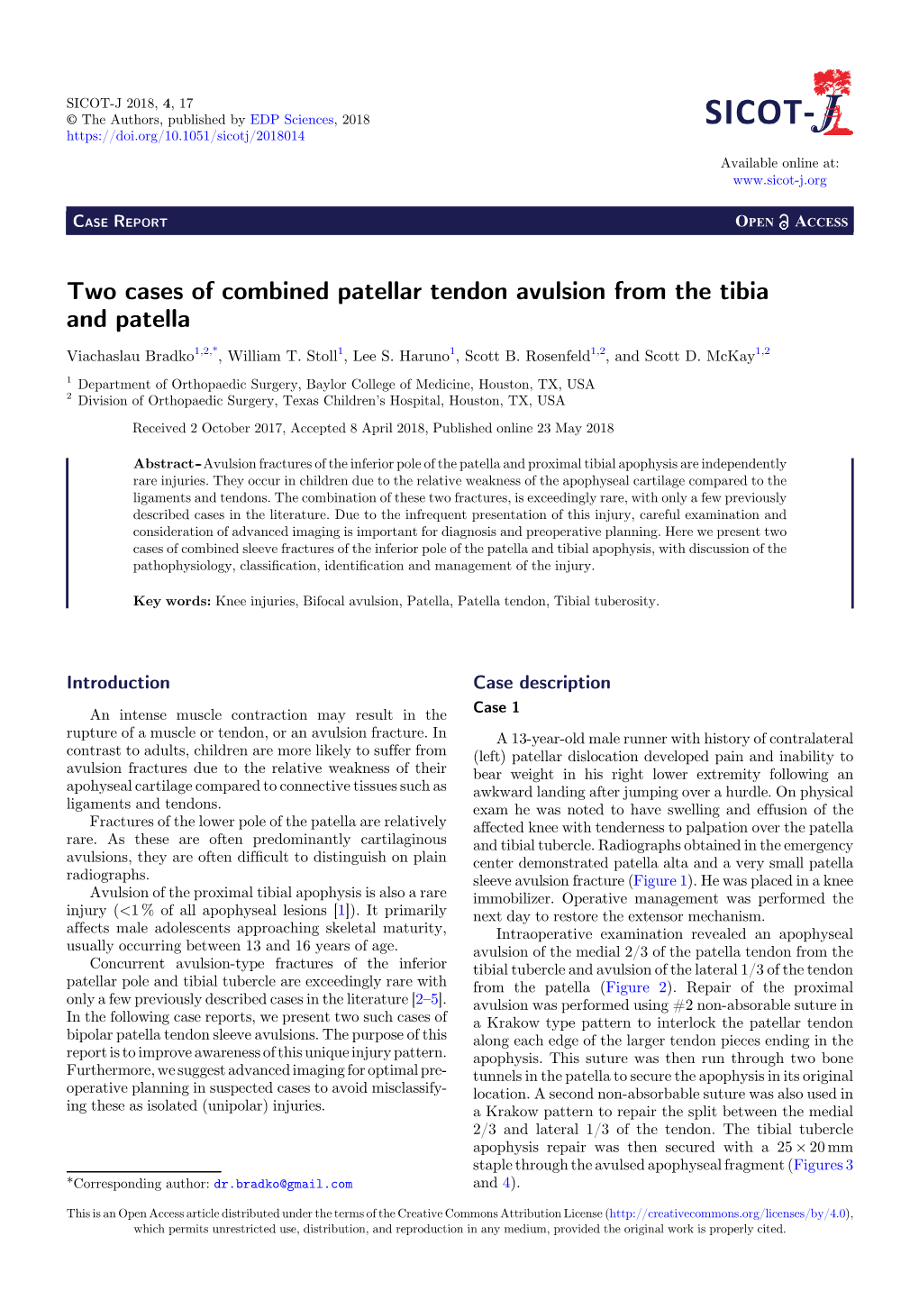 Two Cases of Combined Patellar Tendon Avulsion from the Tibia and Patella