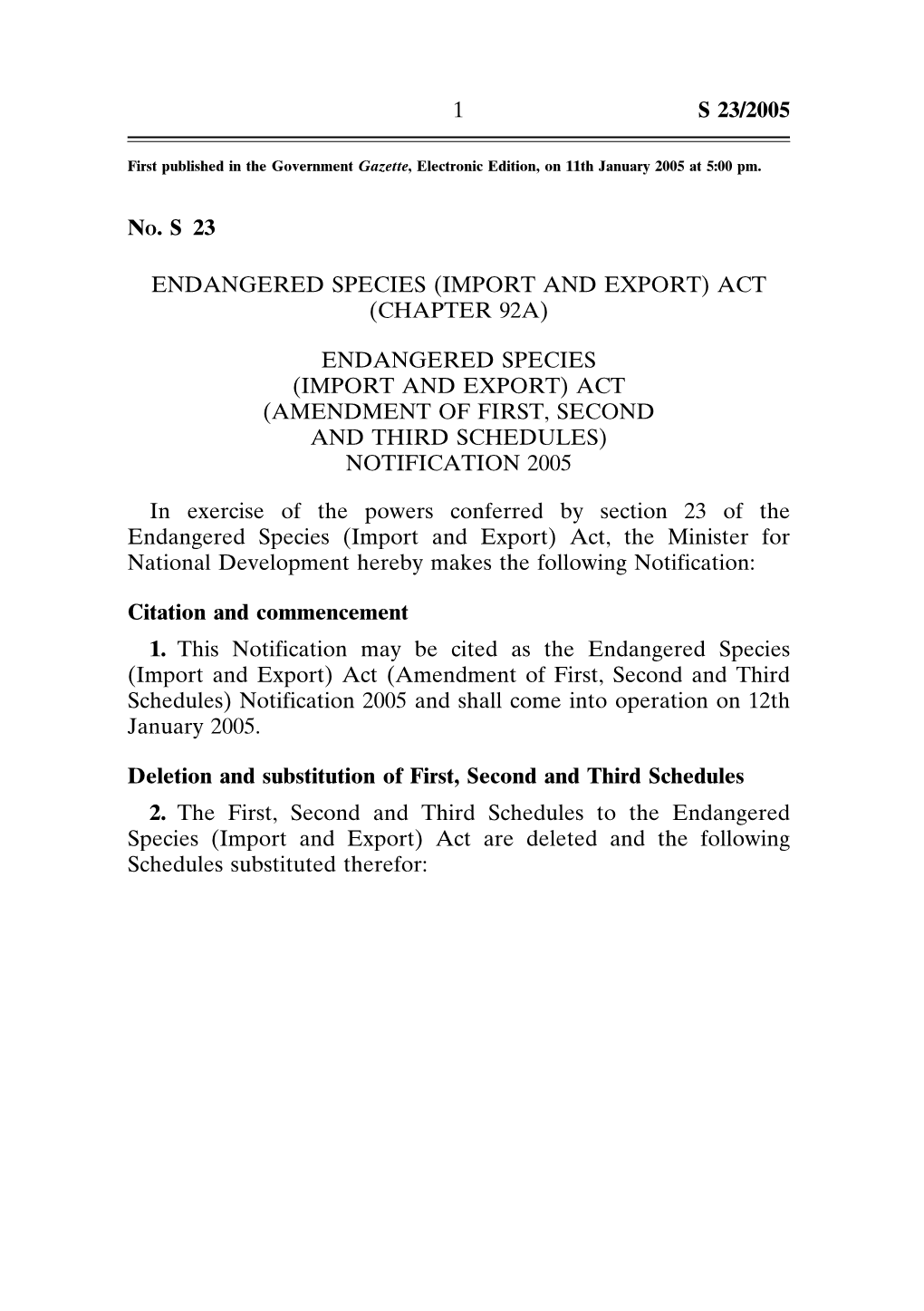 Endangered Species (Import and Export) Act (Chapter 92A)